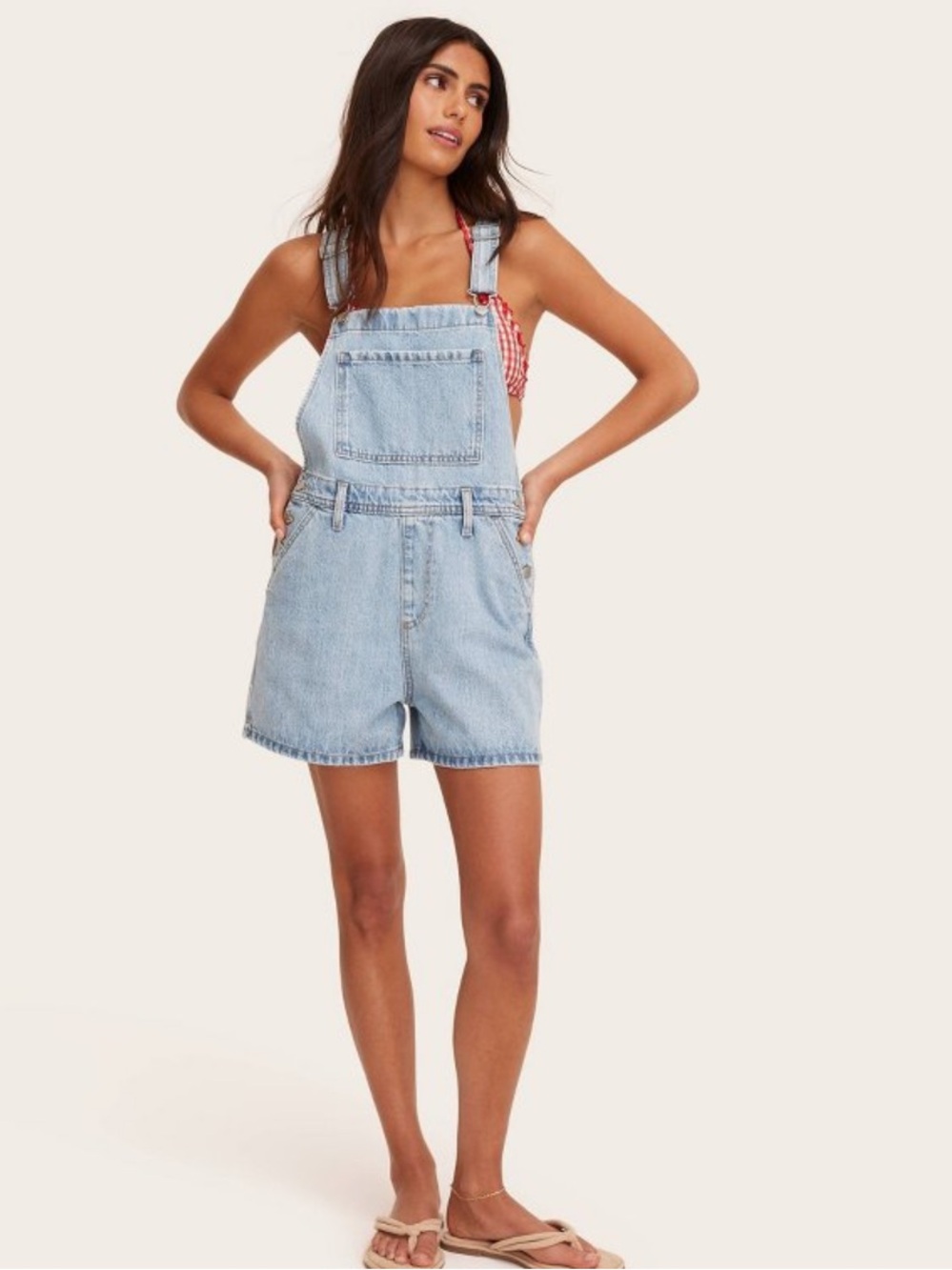 Parke x Target Light Wash Denim Short Overalls - Blue - Picture 4 of 5